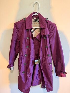 Authentic Burberry Brit Women's Magenta Trench Coat